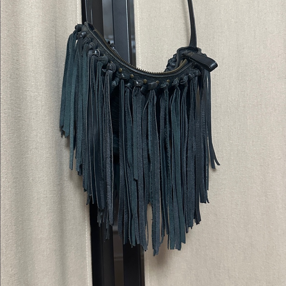 House of Harlow 1960 Blue Fringe Crossbody Bag
